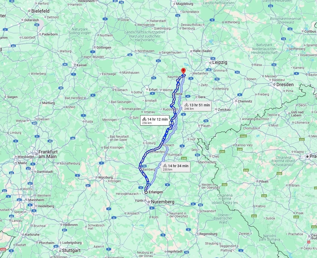 Anreise von Erlangen Zu Saale Über 