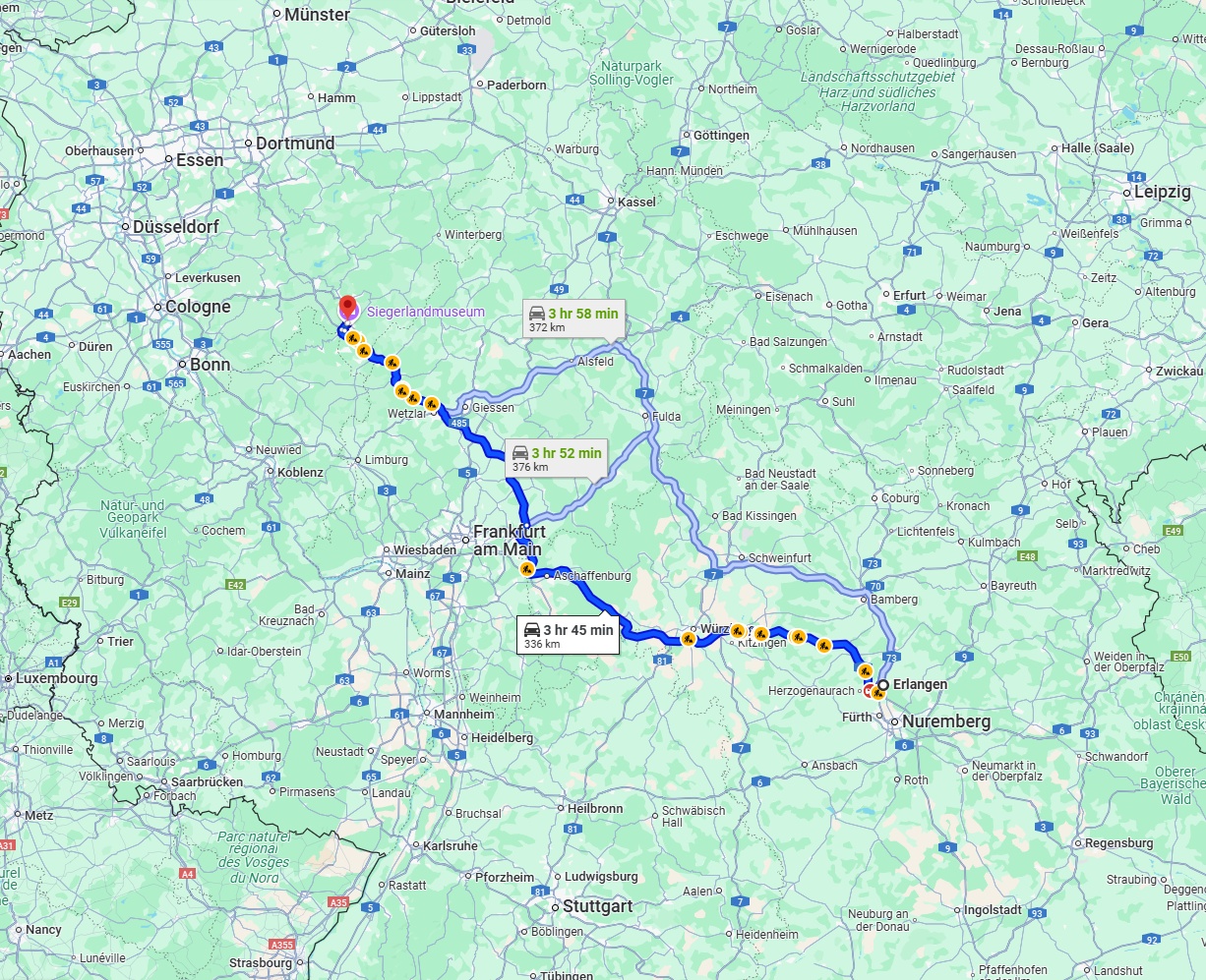Anreise von Erlangen Zu Siegen Über via A3 and A45