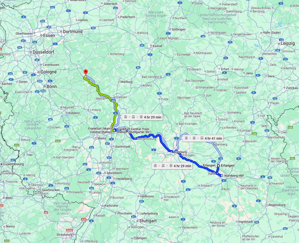 Anreise von Erlangen Zu Siegen Über 