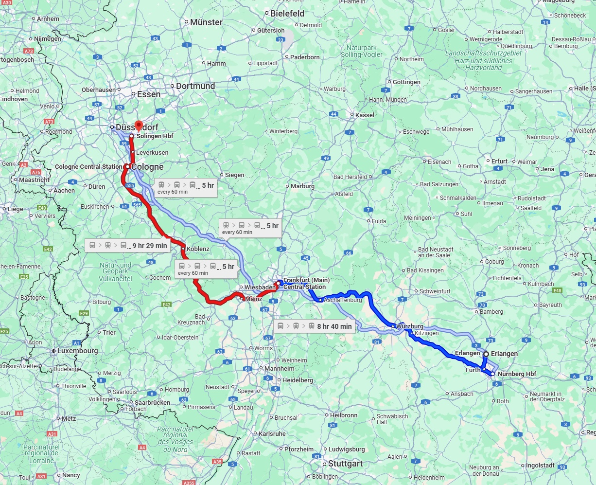 Anreise von Erlangen Zu Solingen Über 