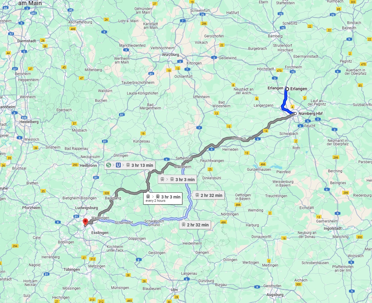 Anreise von Erlangen Zu Stuttgart Über 