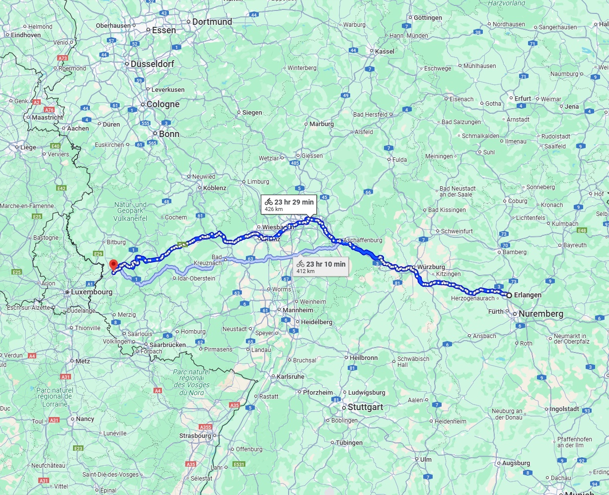 Anreise von Erlangen Zu Trier Über 