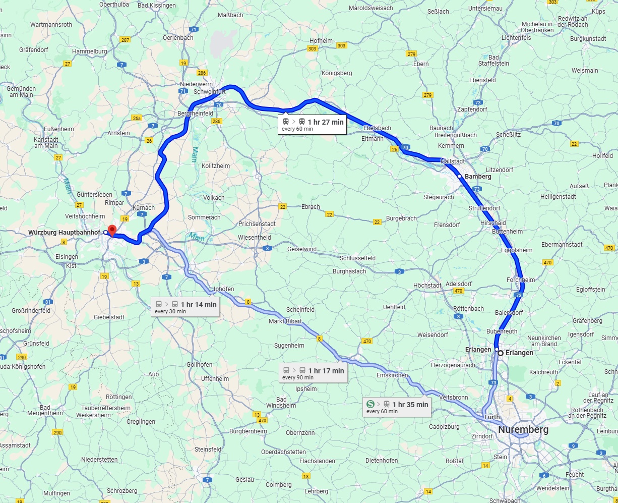 Anreise von Erlangen Zu Würzburg Über 