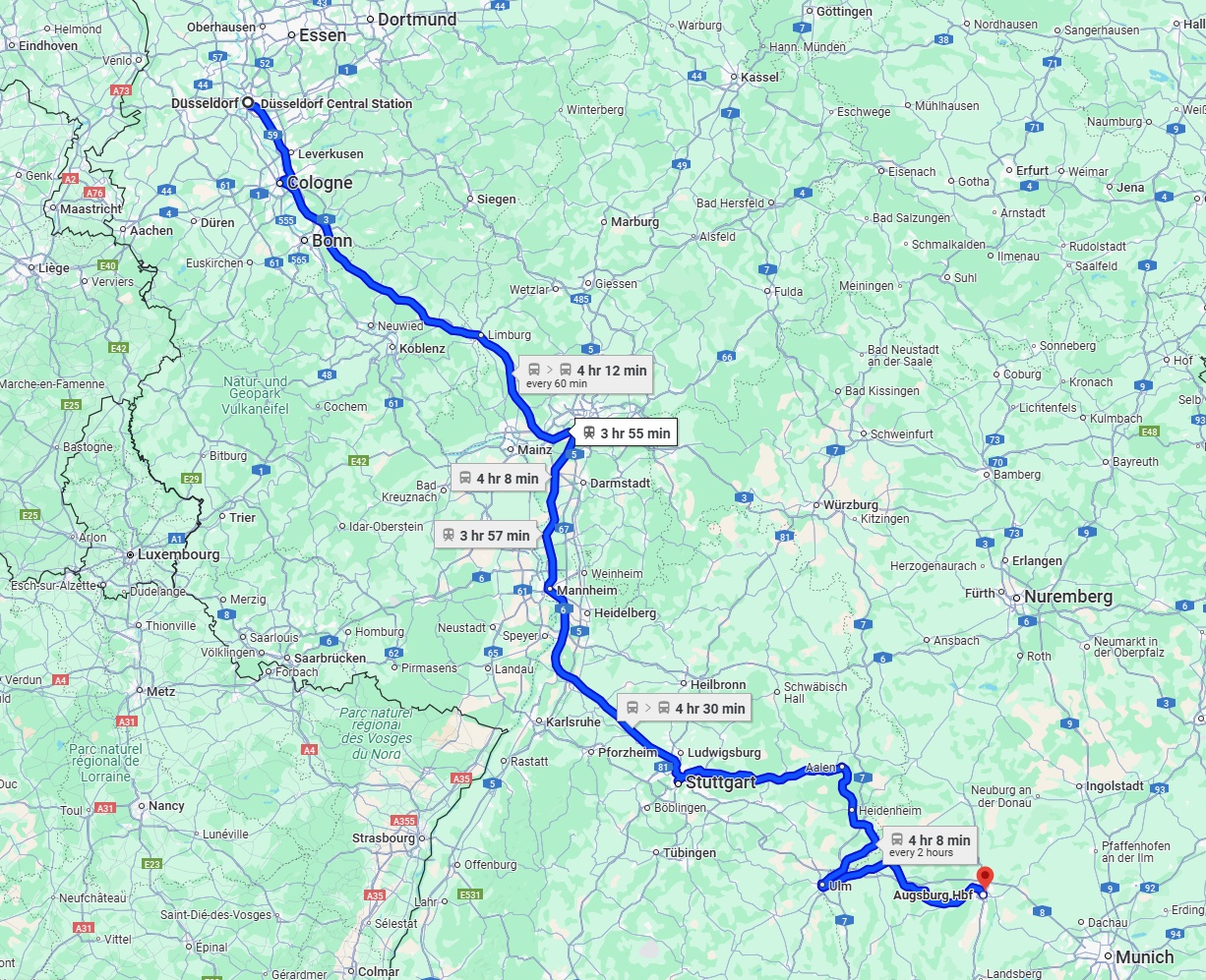 Anreise von Düsseldorf Zu Augsburg Über 