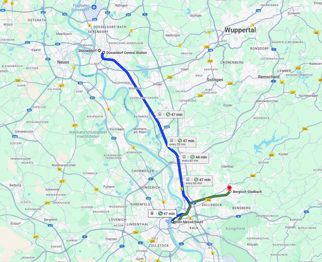 Anreise von Düsseldorf Zu Bergisch Gladbach Über 