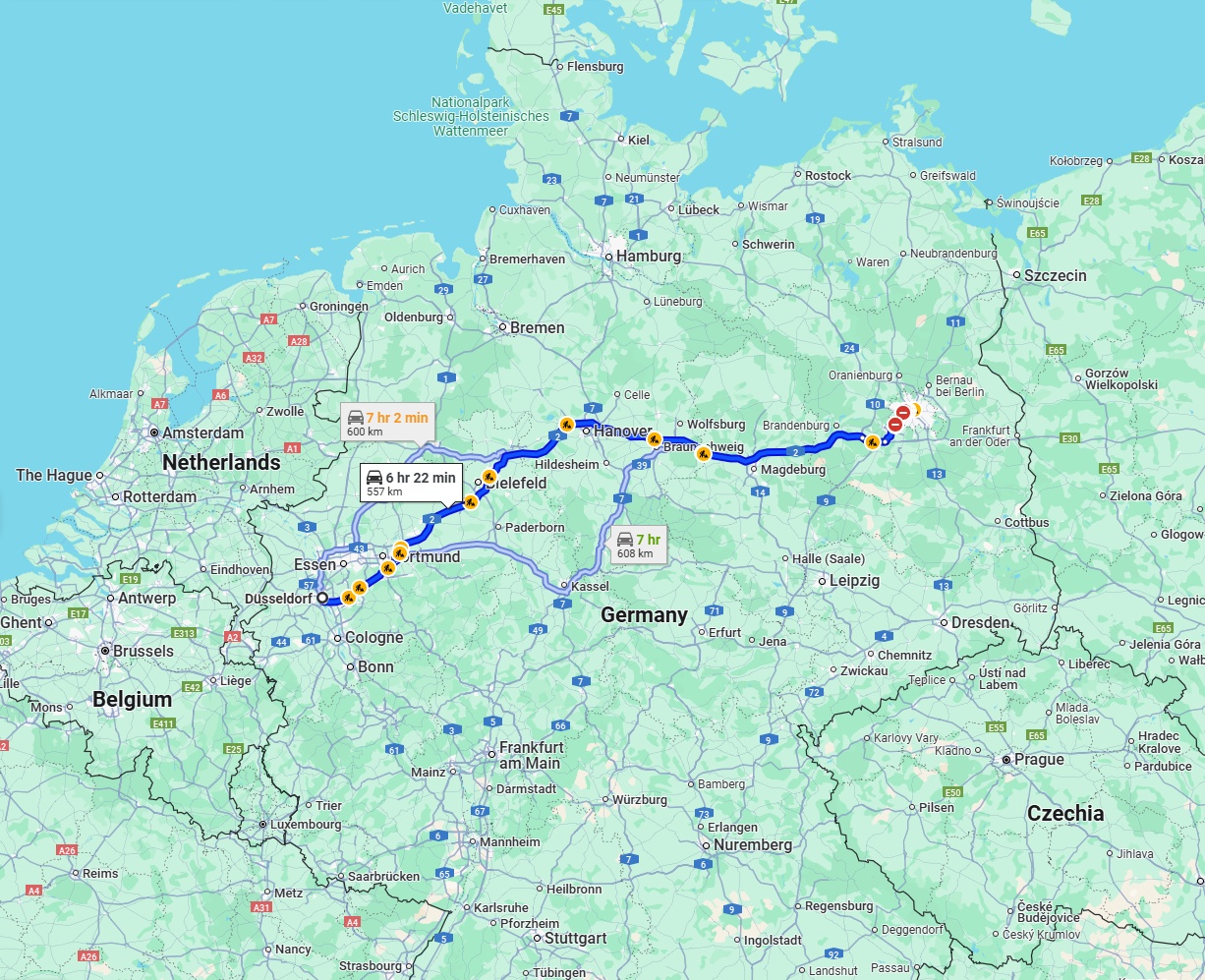 Anreise von Düsseldorf Zu Berlin Über via A2