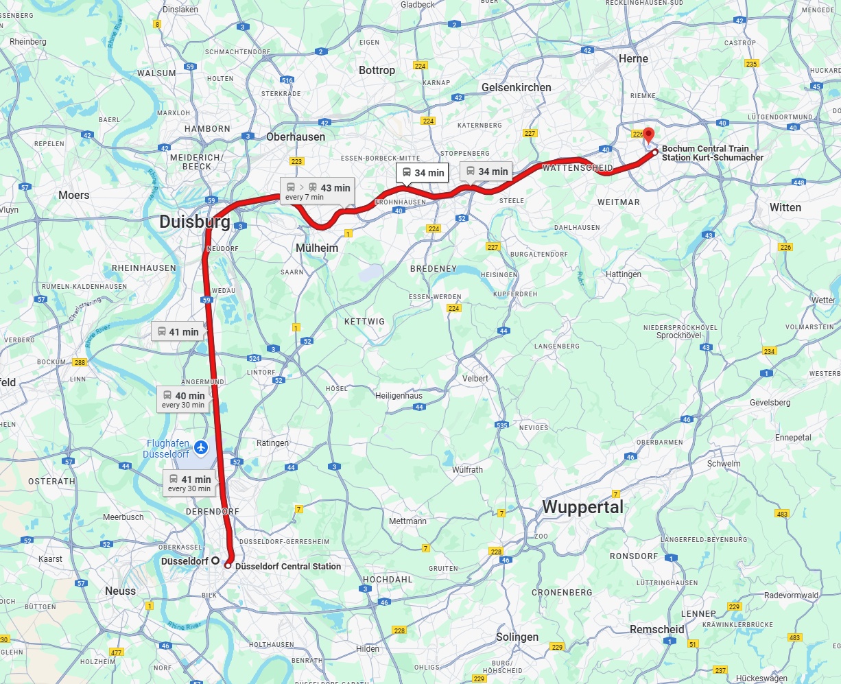 Anreise von Düsseldorf Zu Bochum Über 