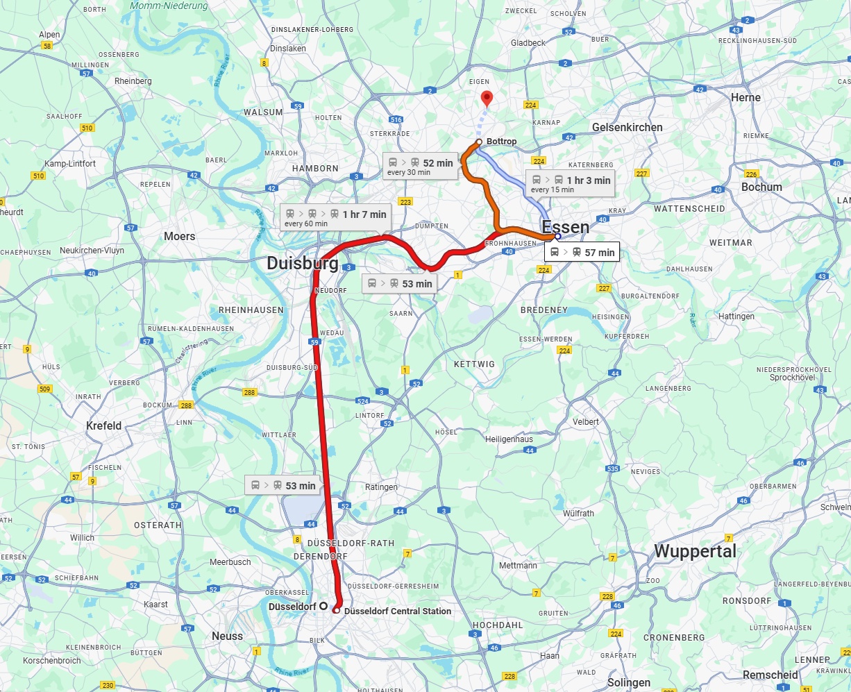 Anreise von Düsseldorf Zu Bottrop Über 