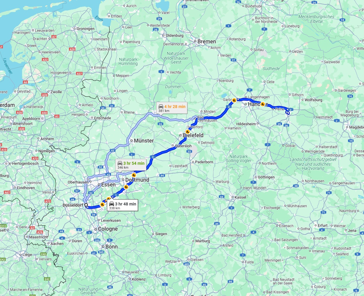 Anreise von Düsseldorf Zu Braunschweig Über via A2