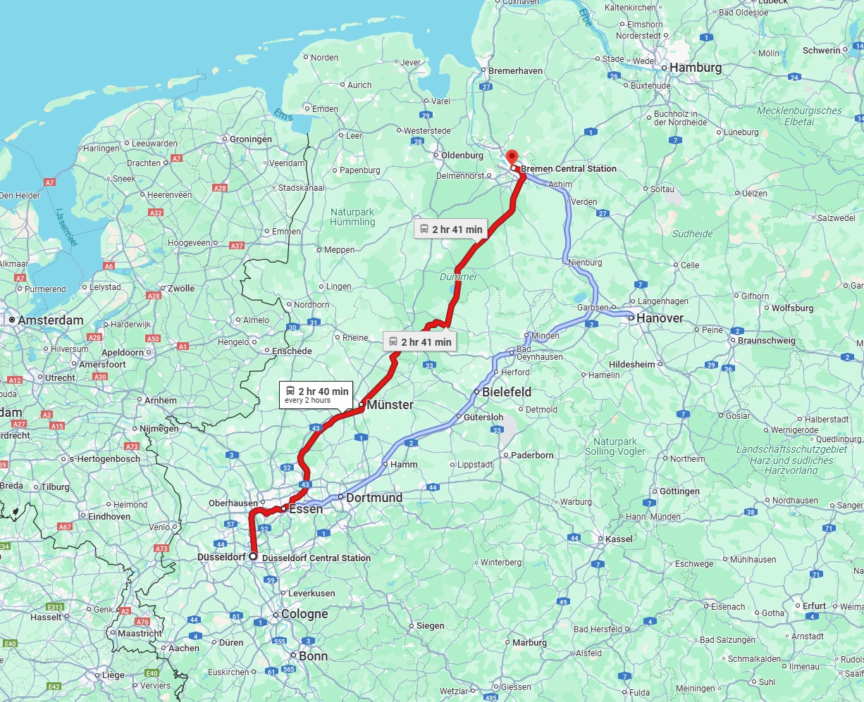Anreise von Düsseldorf Zu Bremen Über 