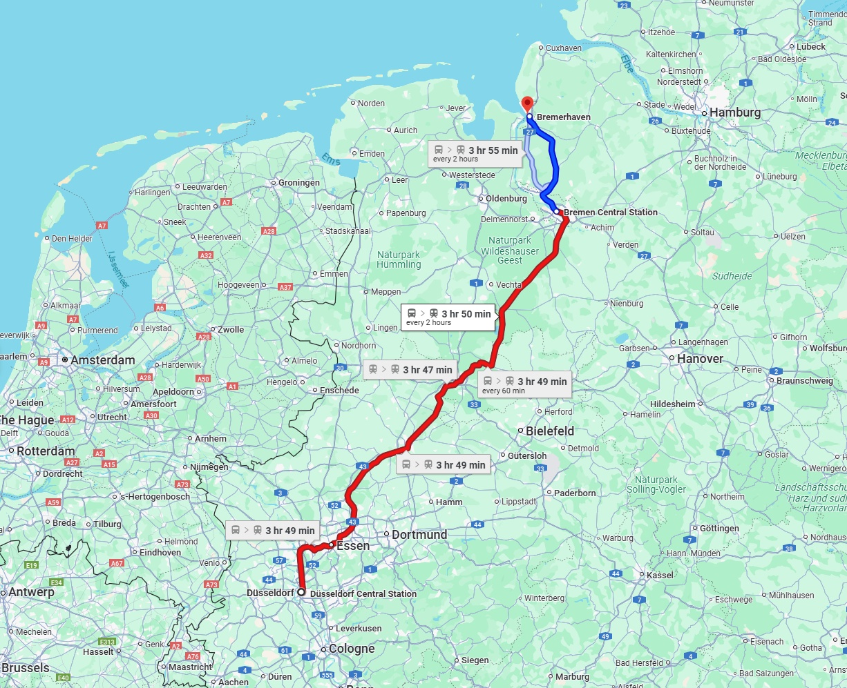 Anreise von Düsseldorf Zu Bremerhaven Über 