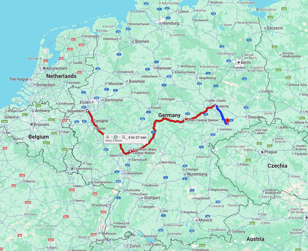 Anreise von Düsseldorf Zu Chemnitz Über 