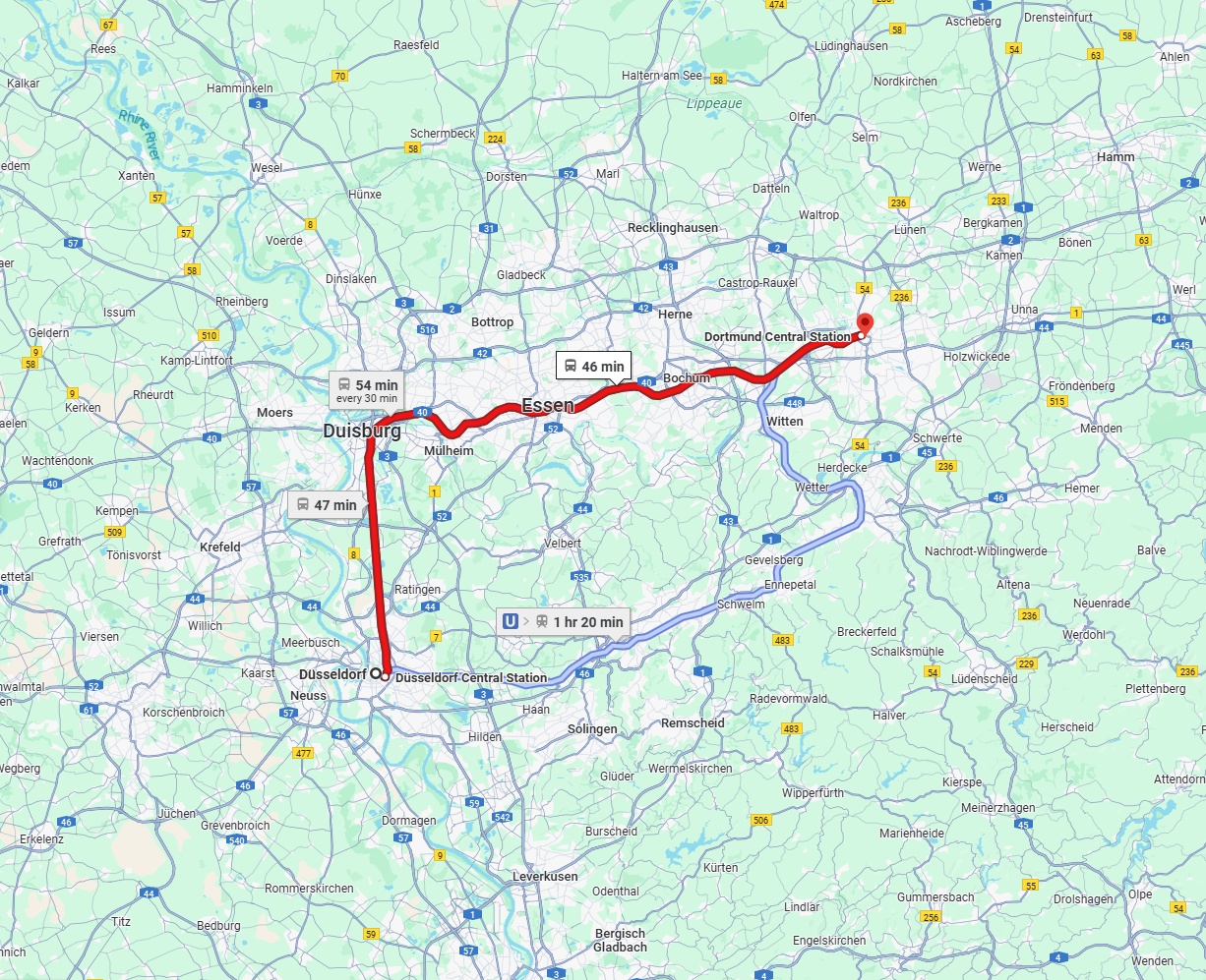 Anreise von Düsseldorf Zu Dortmund Über 