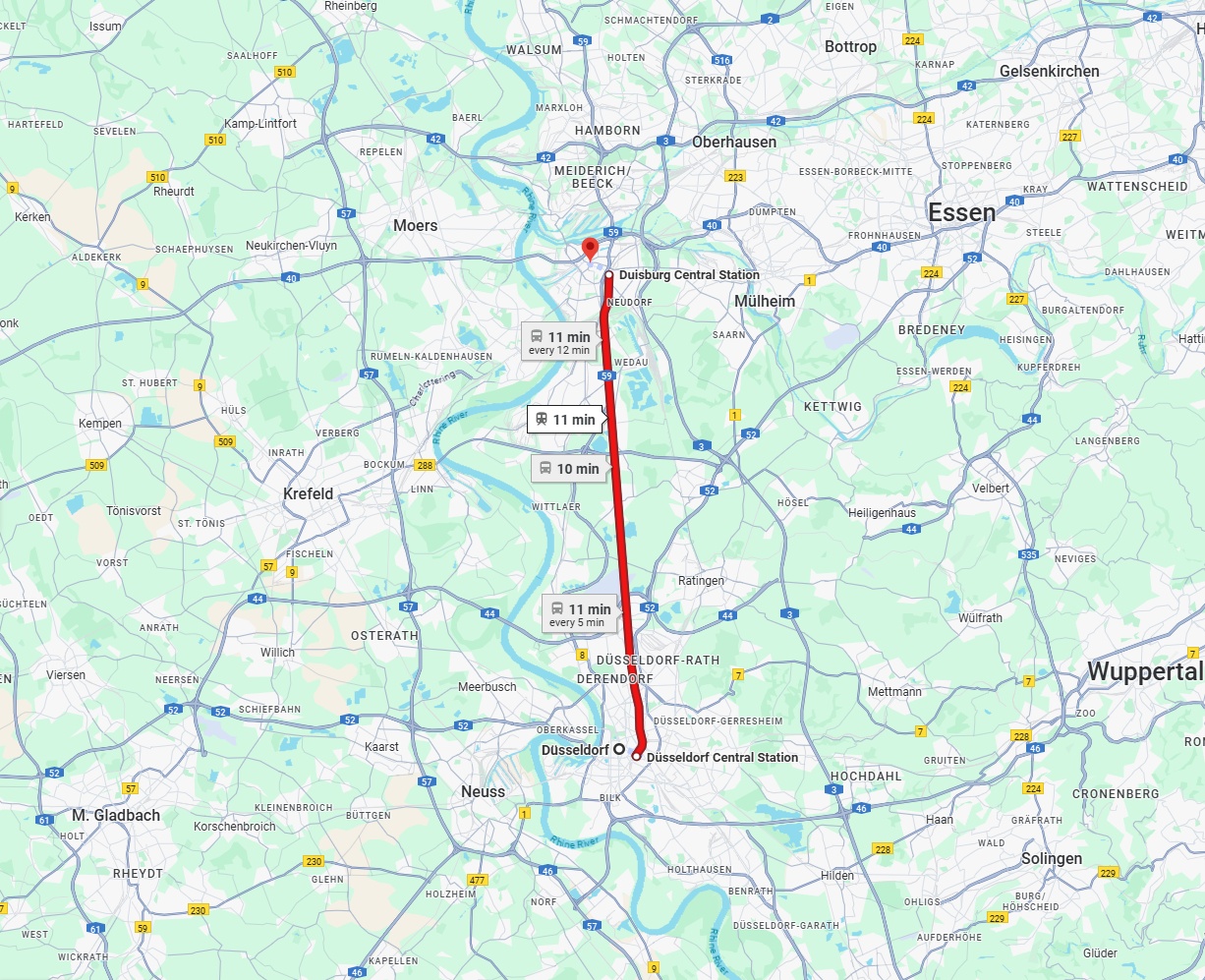 Anreise von Düsseldorf Zu Duisburg Über 