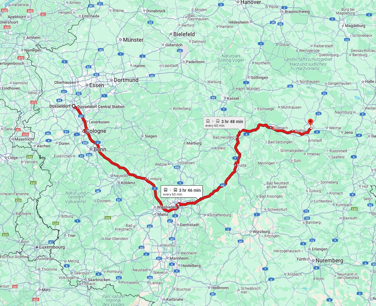 Anreise von Düsseldorf Zu Erfurt Über 