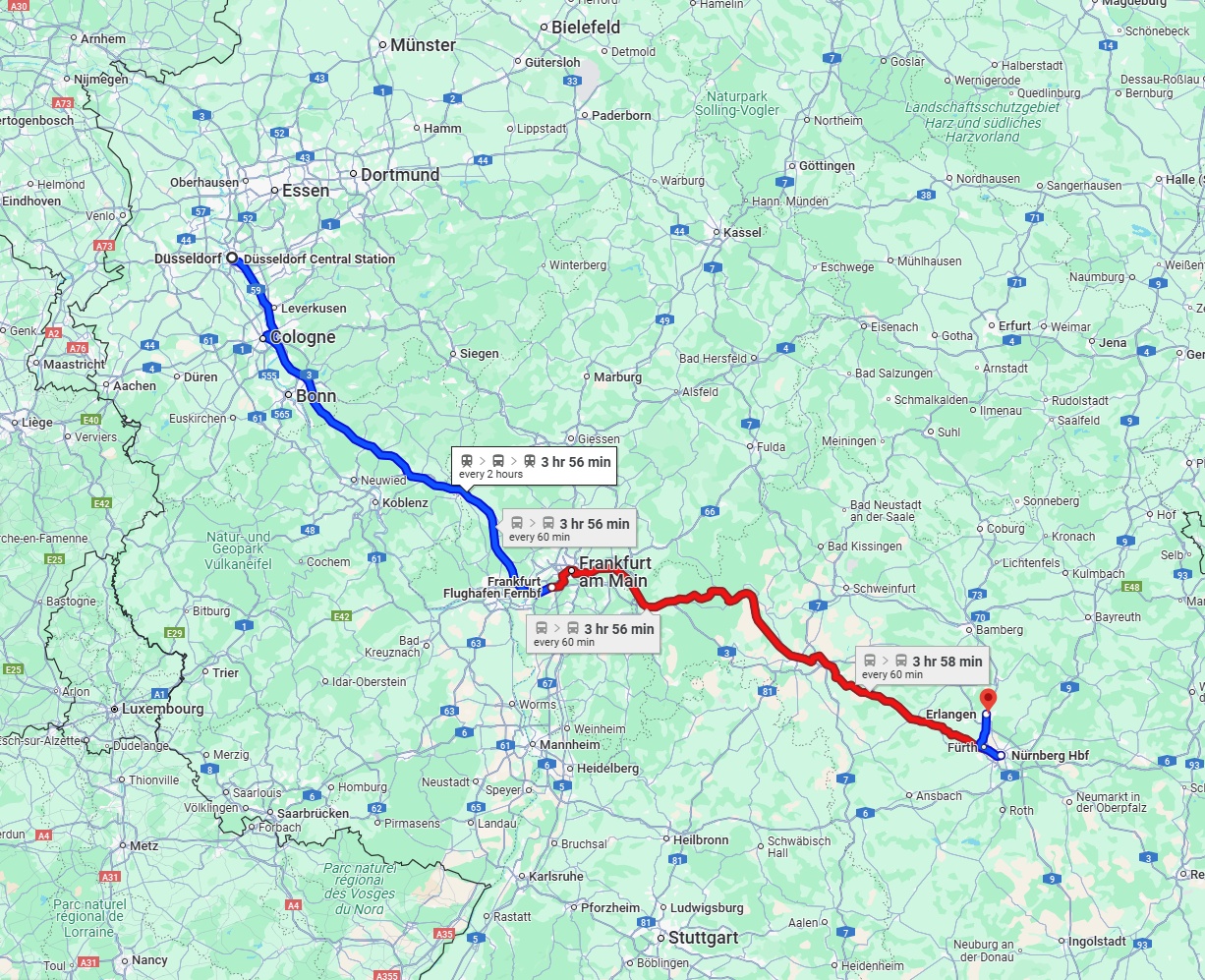 Anreise von Düsseldorf Zu Erlangen Über 