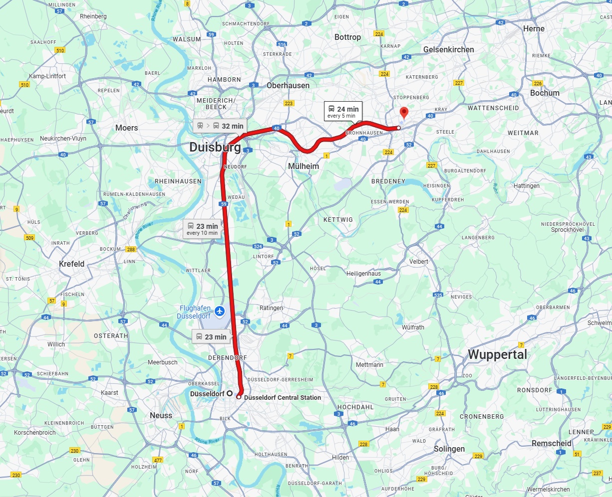 Anreise von Düsseldorf Zu Essen Über 