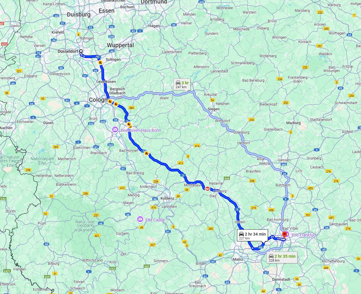Anreise von Düsseldorf Zu Frankfurt am Main Über via A3
