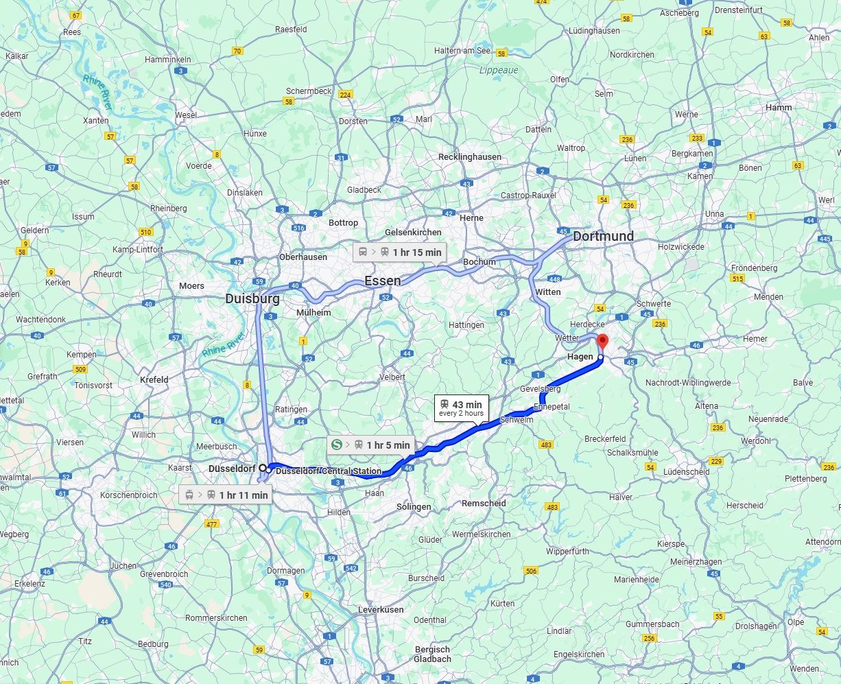 Anreise von Düsseldorf Zu Hagen Über 