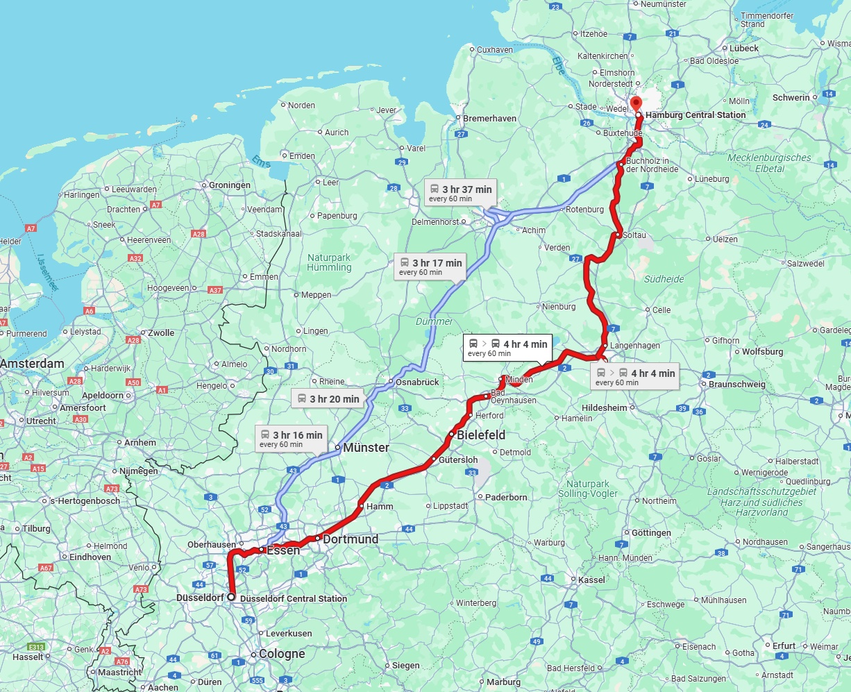 Anreise von Düsseldorf Zu Hamburg Über 