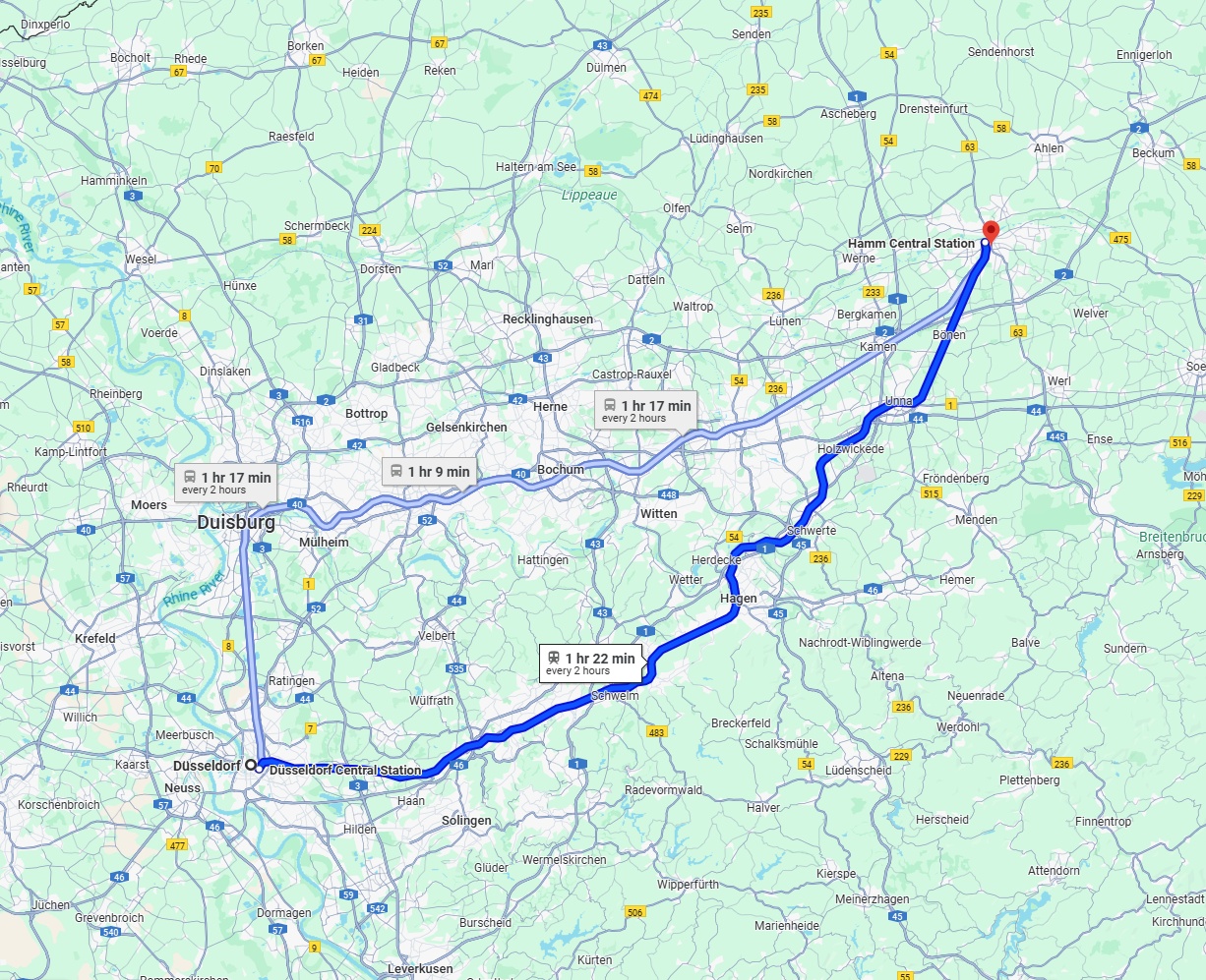 Anreise von Düsseldorf Zu Hamm Über 