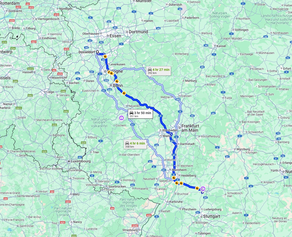 Anreise von Düsseldorf Zu Heilbronn Über via A3