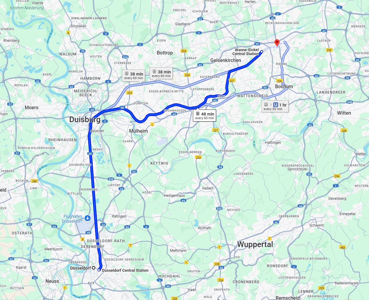 Anreise von Düsseldorf Zu Herne Über 