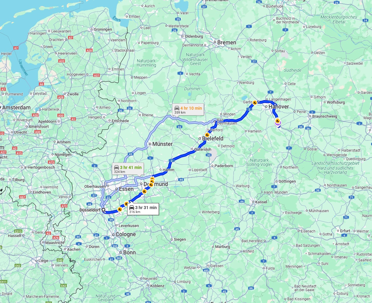 Anreise von Düsseldorf Zu Hildesheim Über via A2
