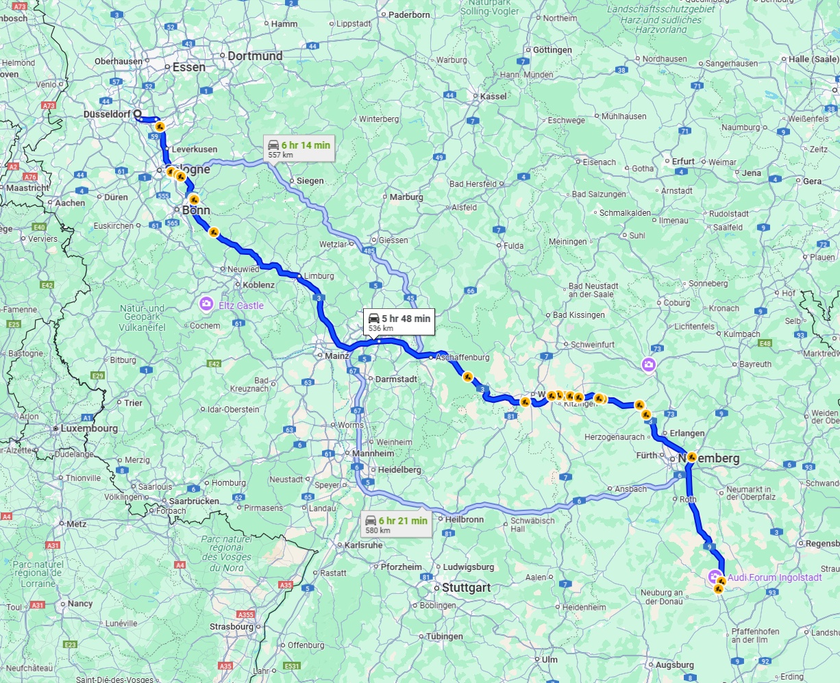 Anreise von Düsseldorf Zu Ingolstadt Über via A3