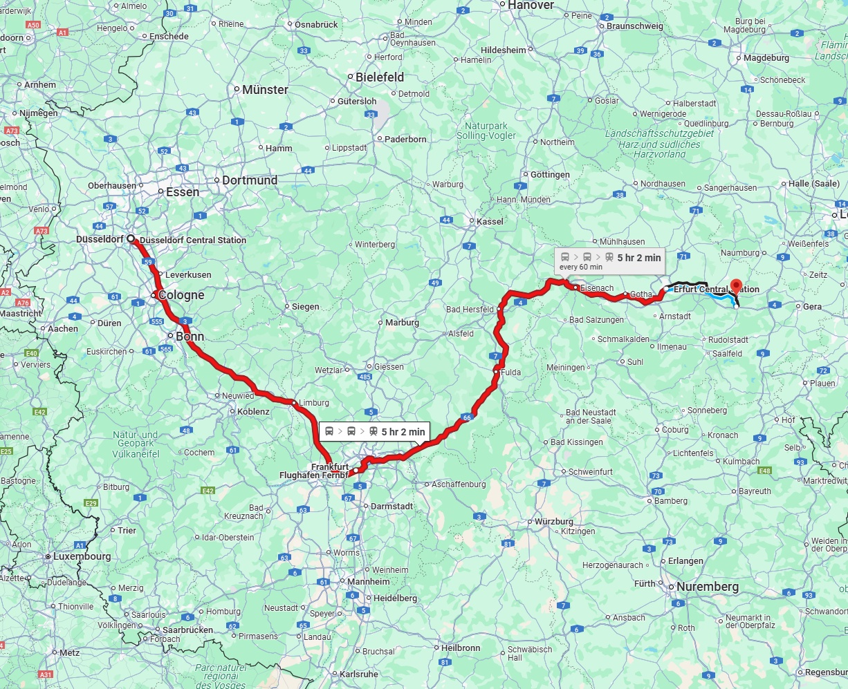 Anreise von Düsseldorf Zu Jena Über 