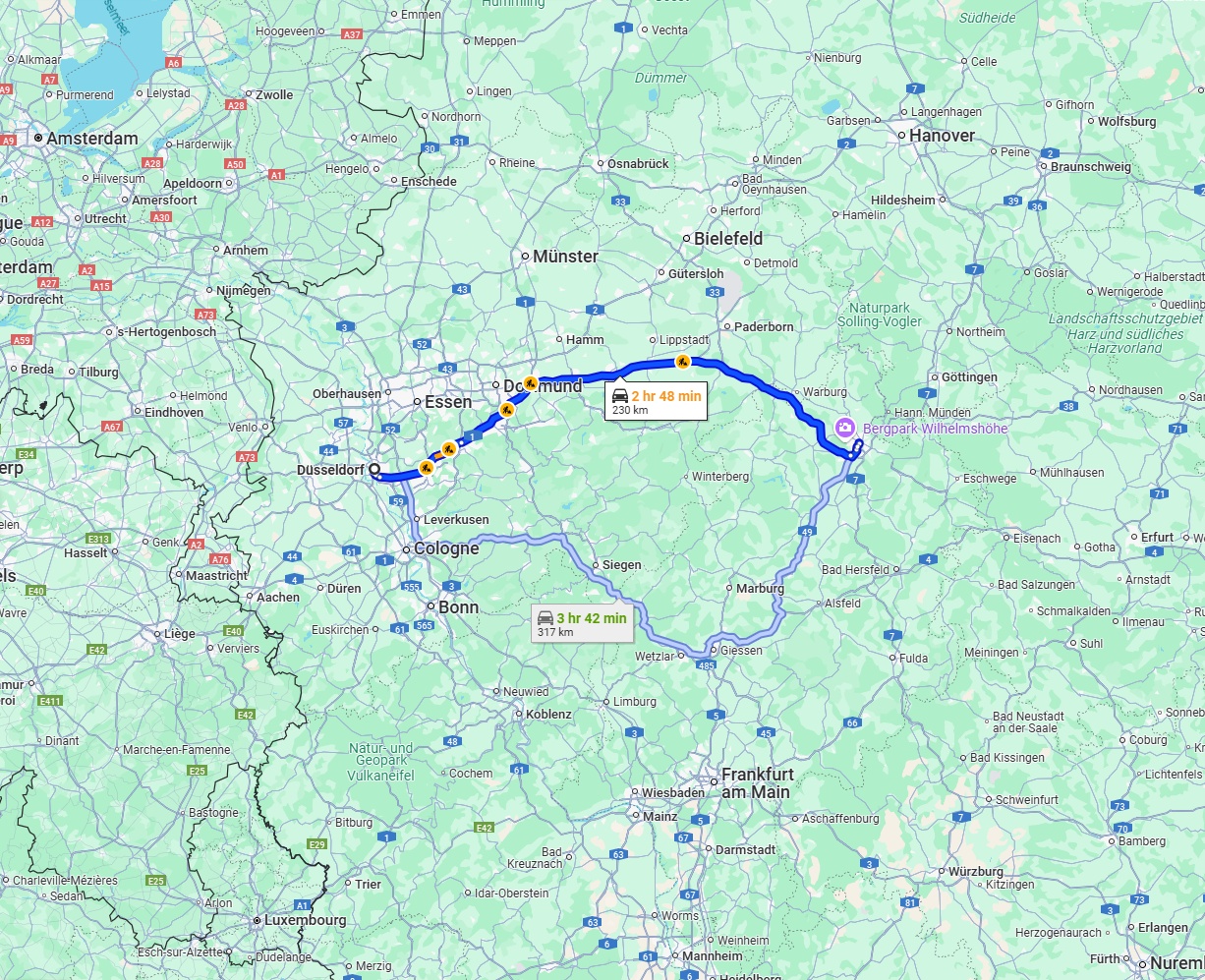 Anreise von Düsseldorf Zu Kassel Über via A44