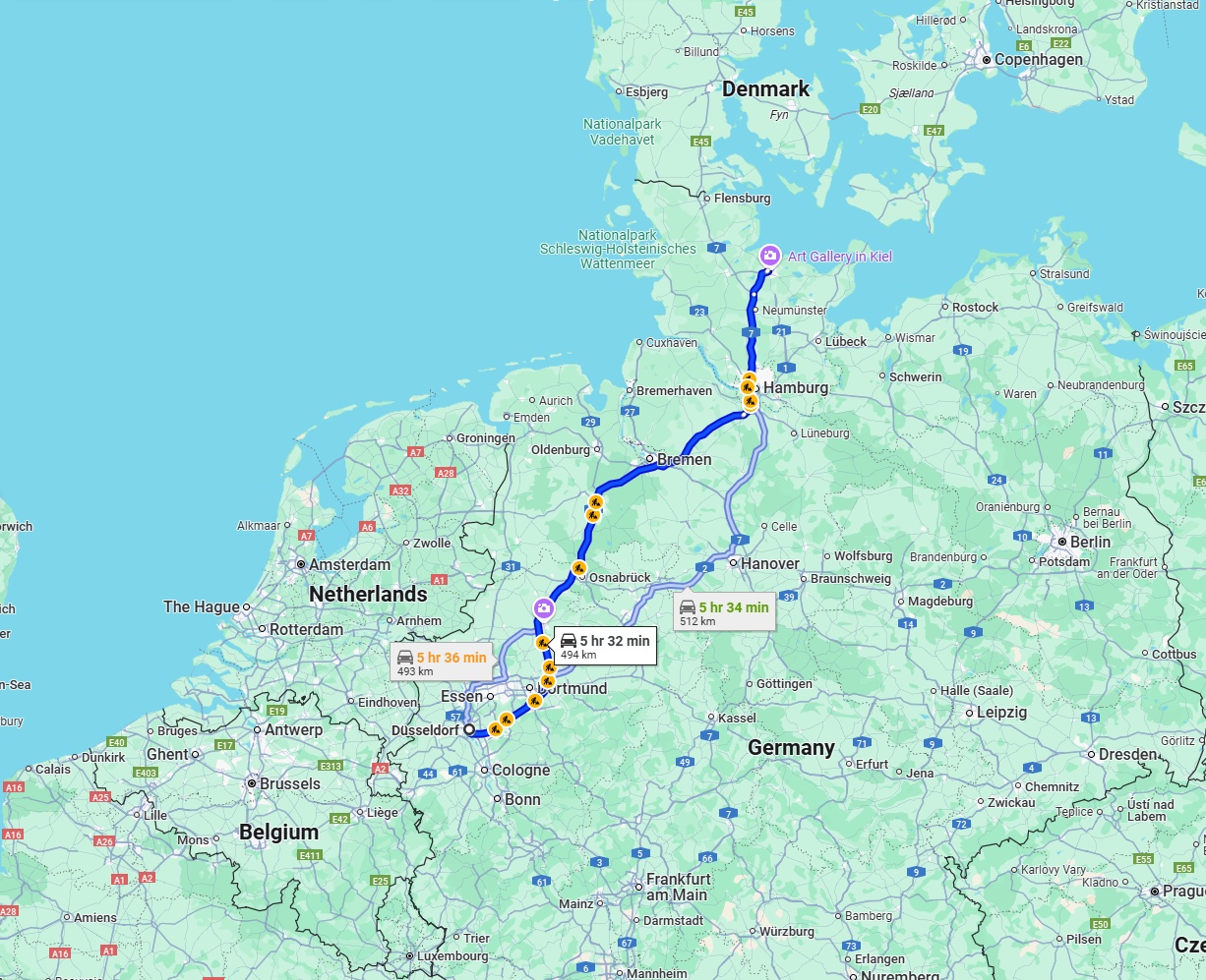 Anreise von Düsseldorf Zu Kiel Über via A1