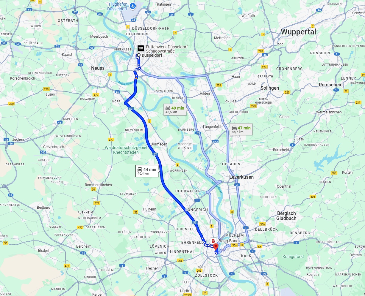 Anreise von Düsseldorf Zu Köln Über via A57