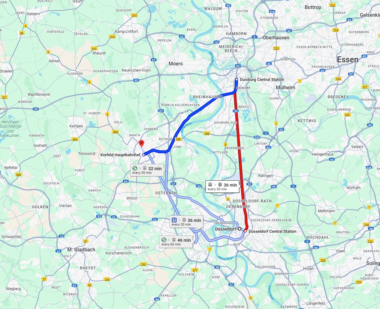 Anreise von Düsseldorf Zu Krefeld Über 