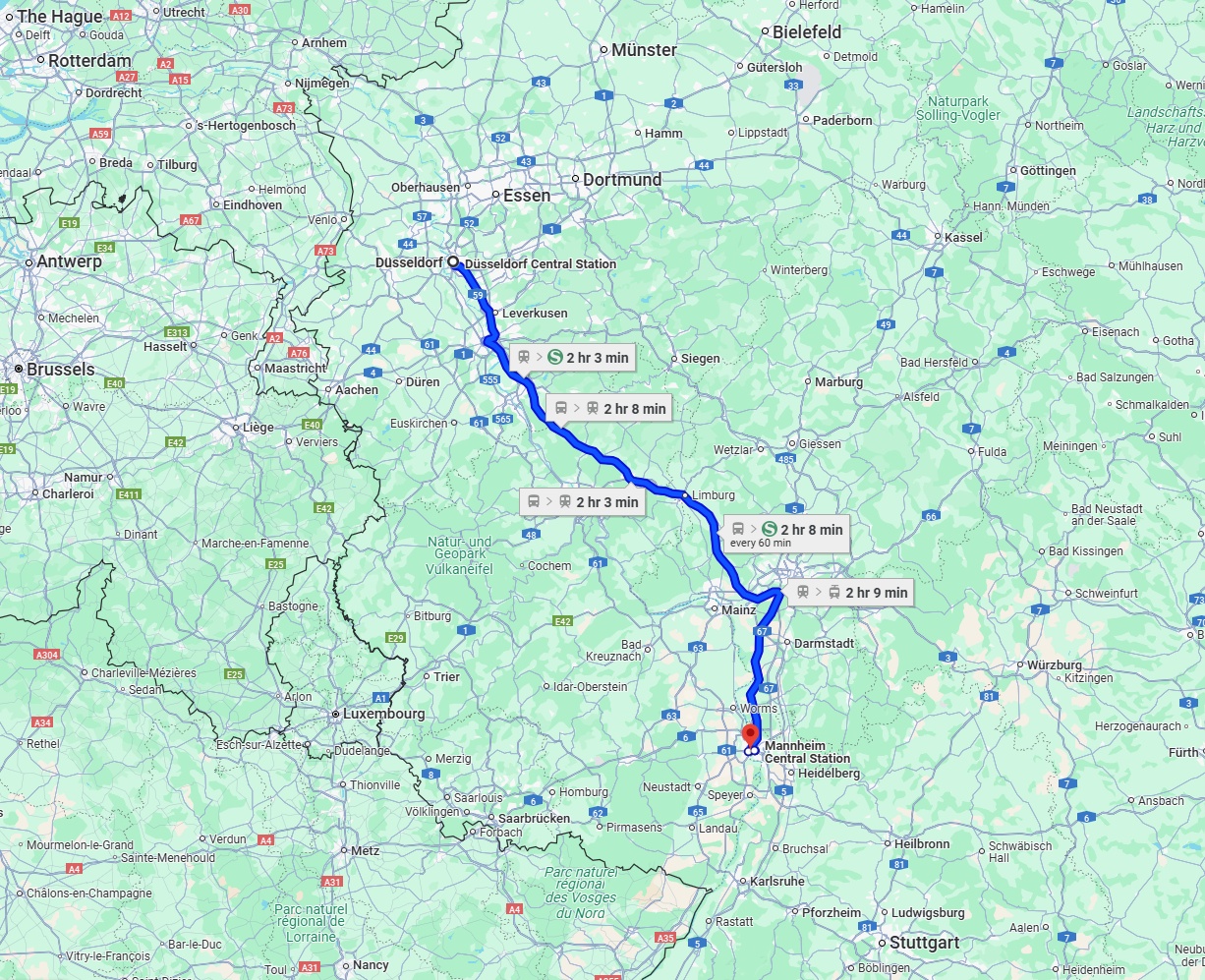 Anreise von Düsseldorf Zu Ludwigshafen am Rhein Über 