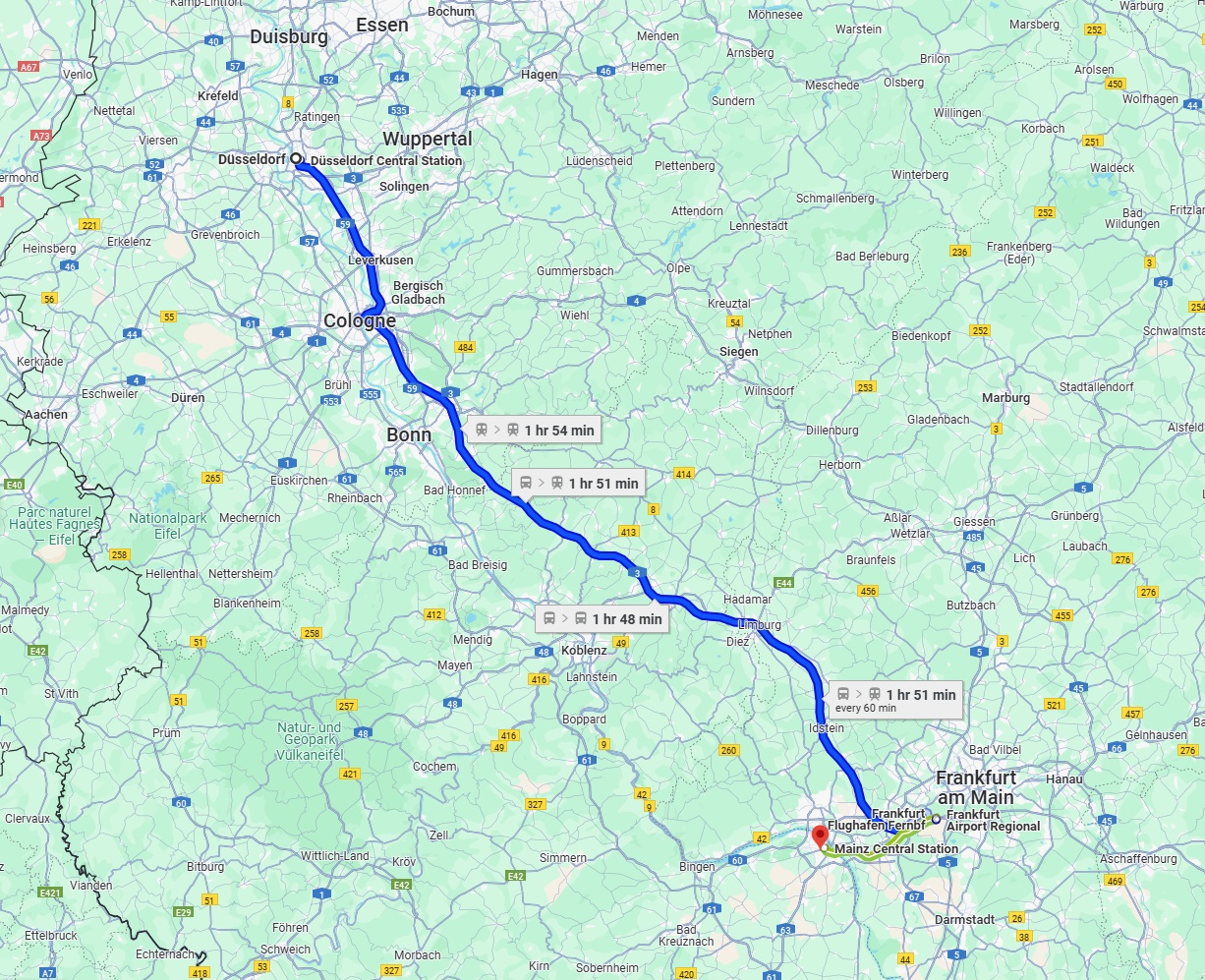Anreise von Düsseldorf Zu Mainz Über 