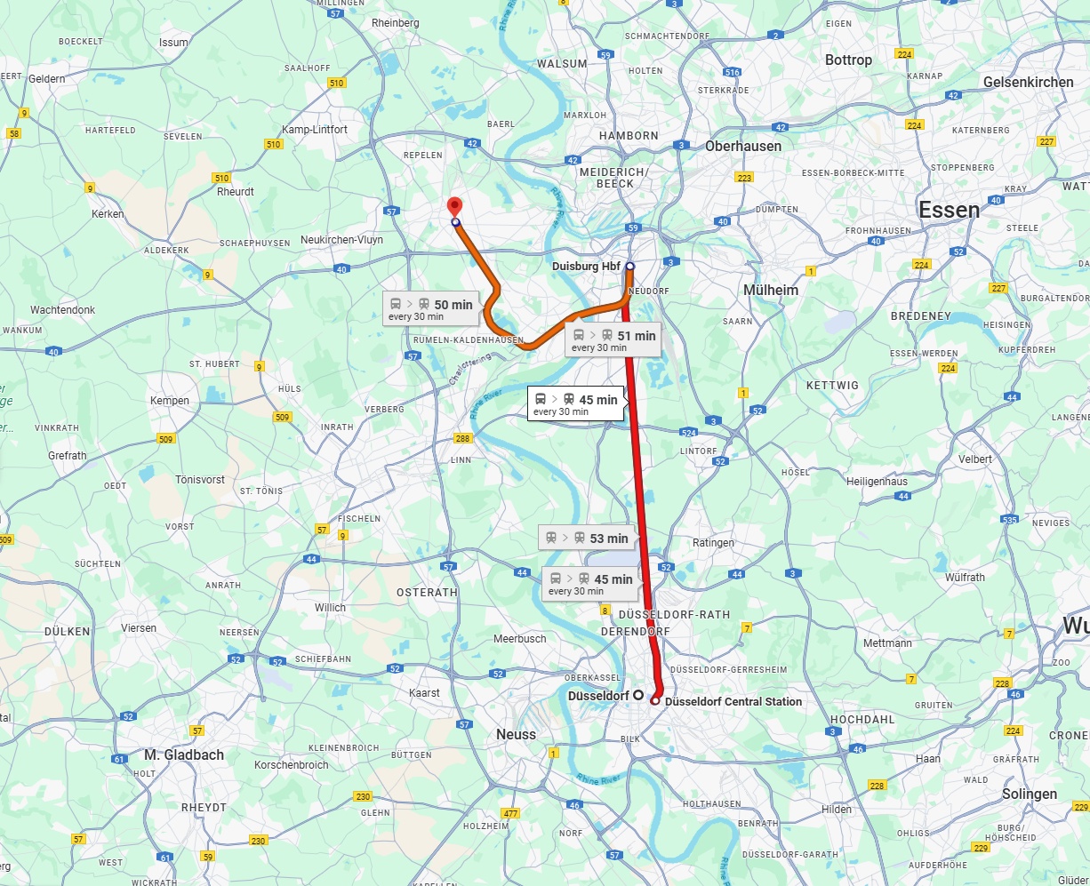 Anreise von Düsseldorf Zu Moers Über 