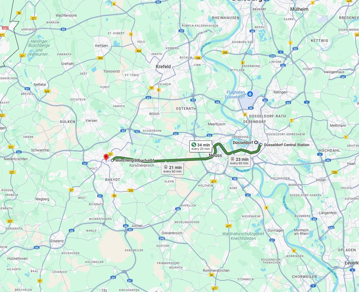 Anreise von Düsseldorf Zu Mönchengladbach Über 