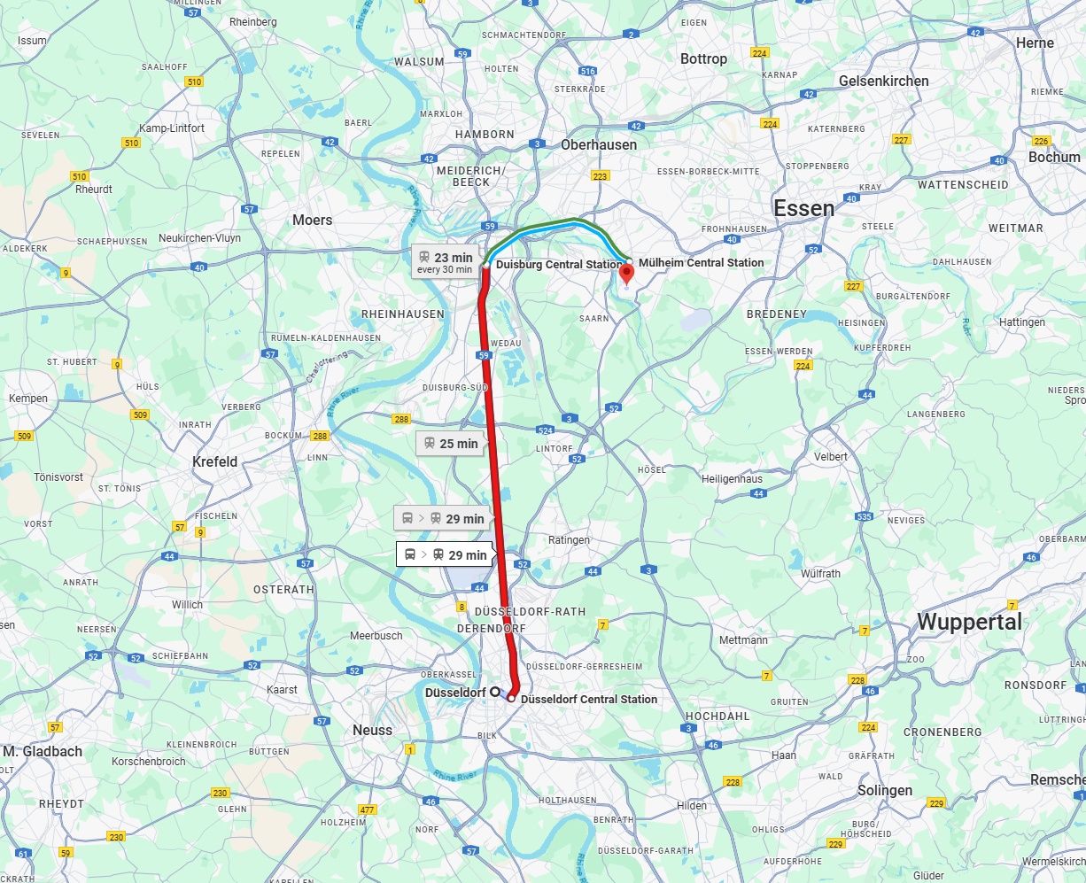 Anreise von Düsseldorf Zu Mülheim an der Ruhr Über 