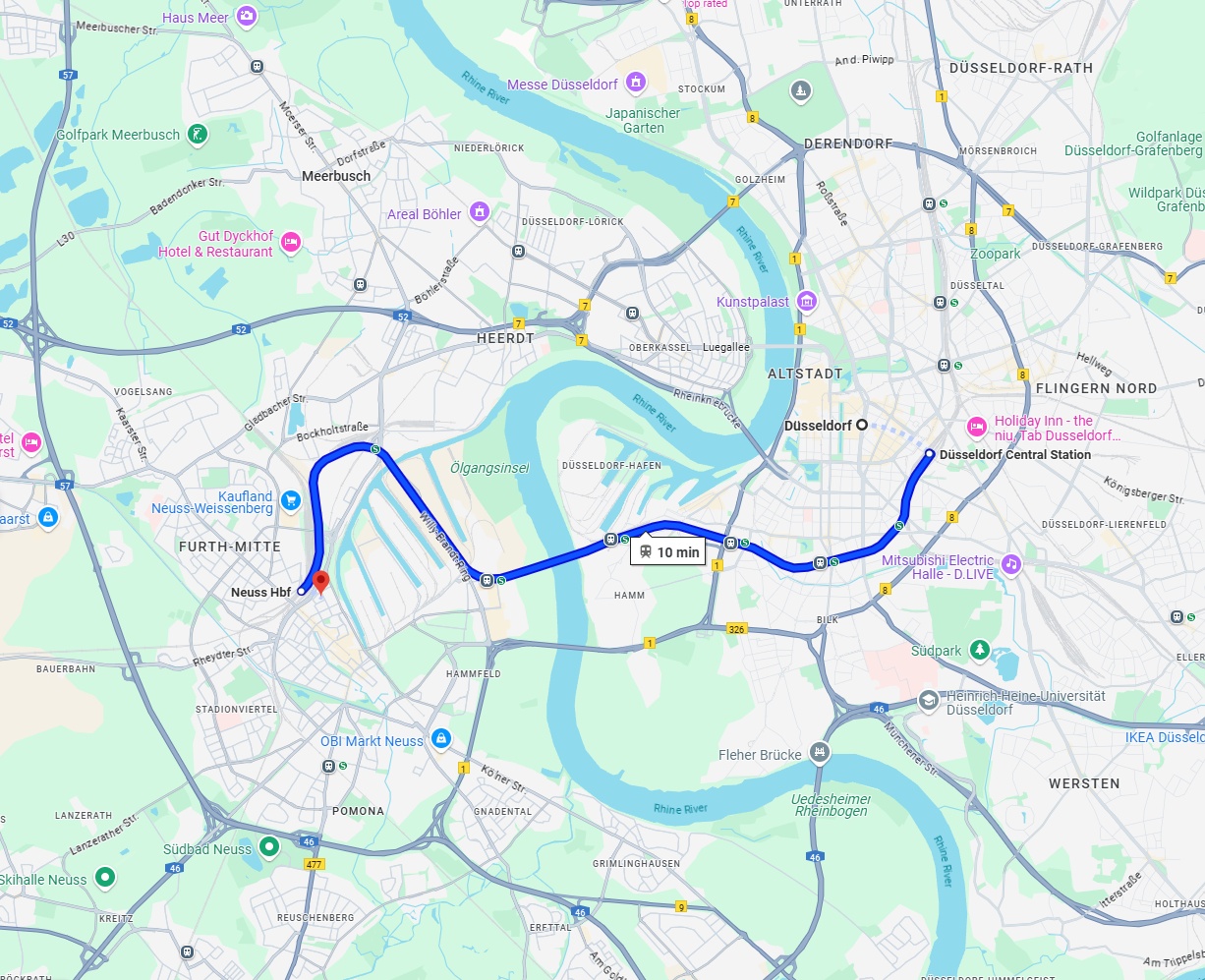 Anreise von Düsseldorf Zu Neuss Über 