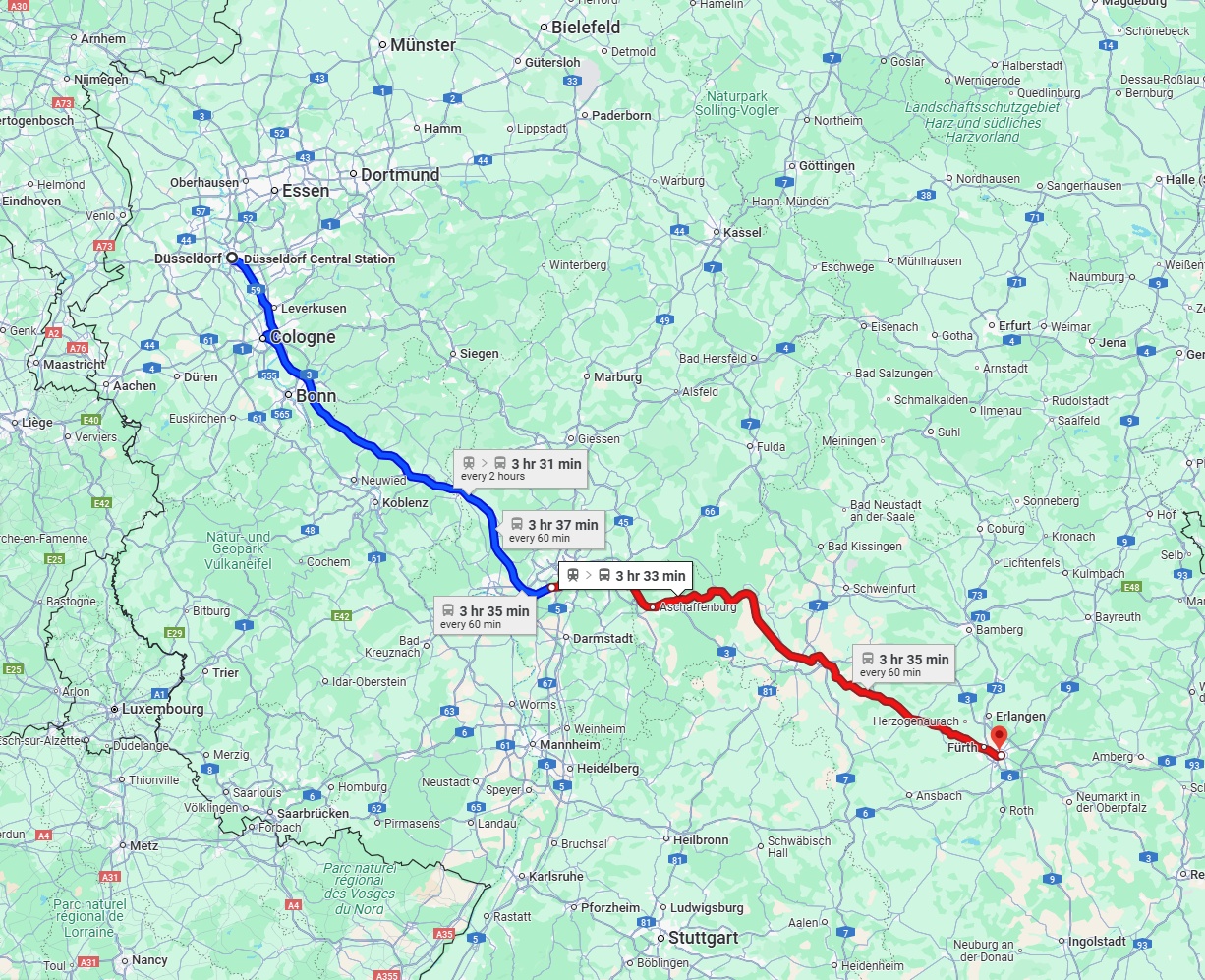 Anreise von Düsseldorf Zu Nürnberg Über 