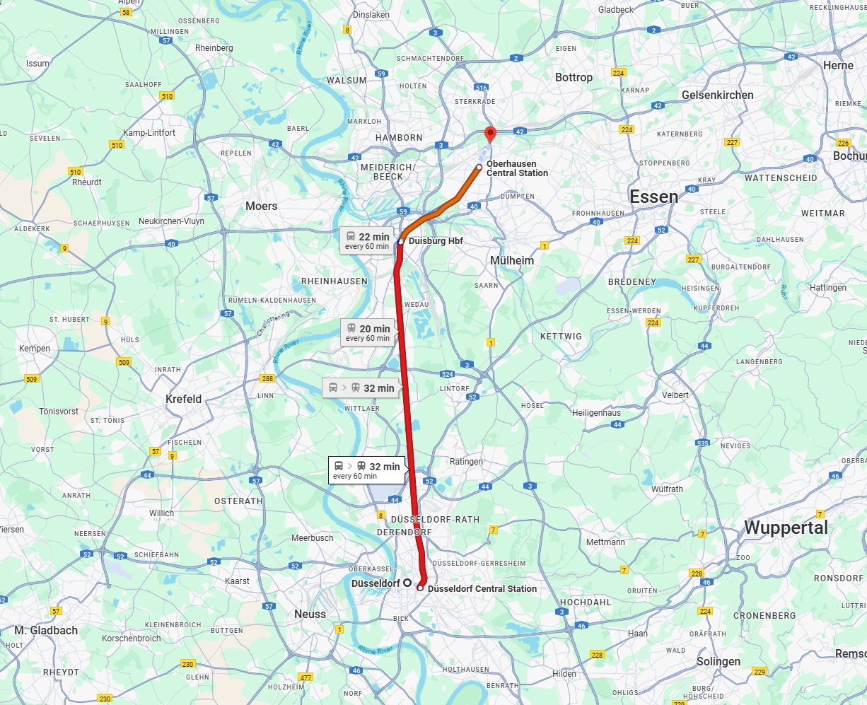 Anreise von Düsseldorf Zu Oberhausen Über 