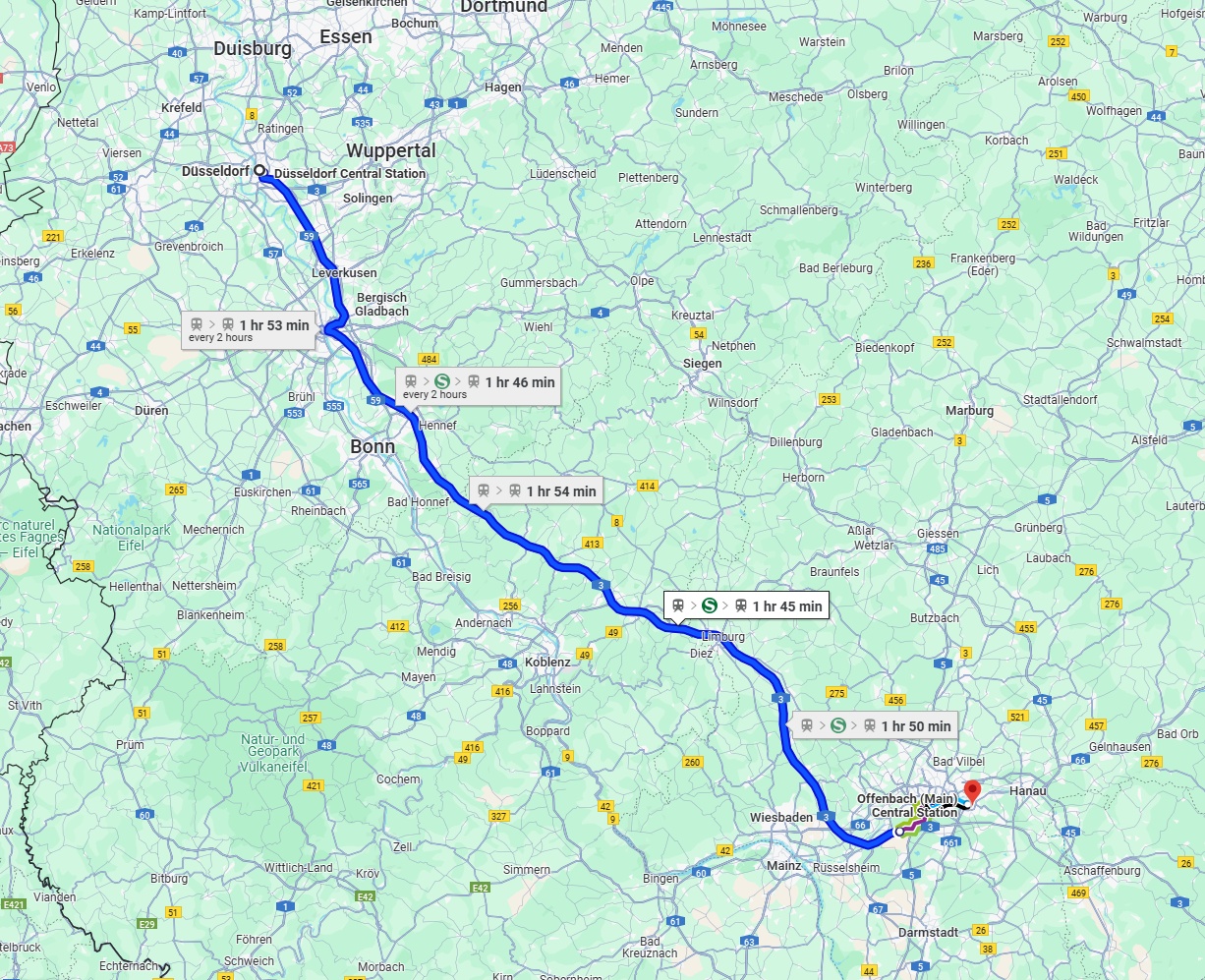 Anreise von Düsseldorf Zu Offenbach am Main Über 