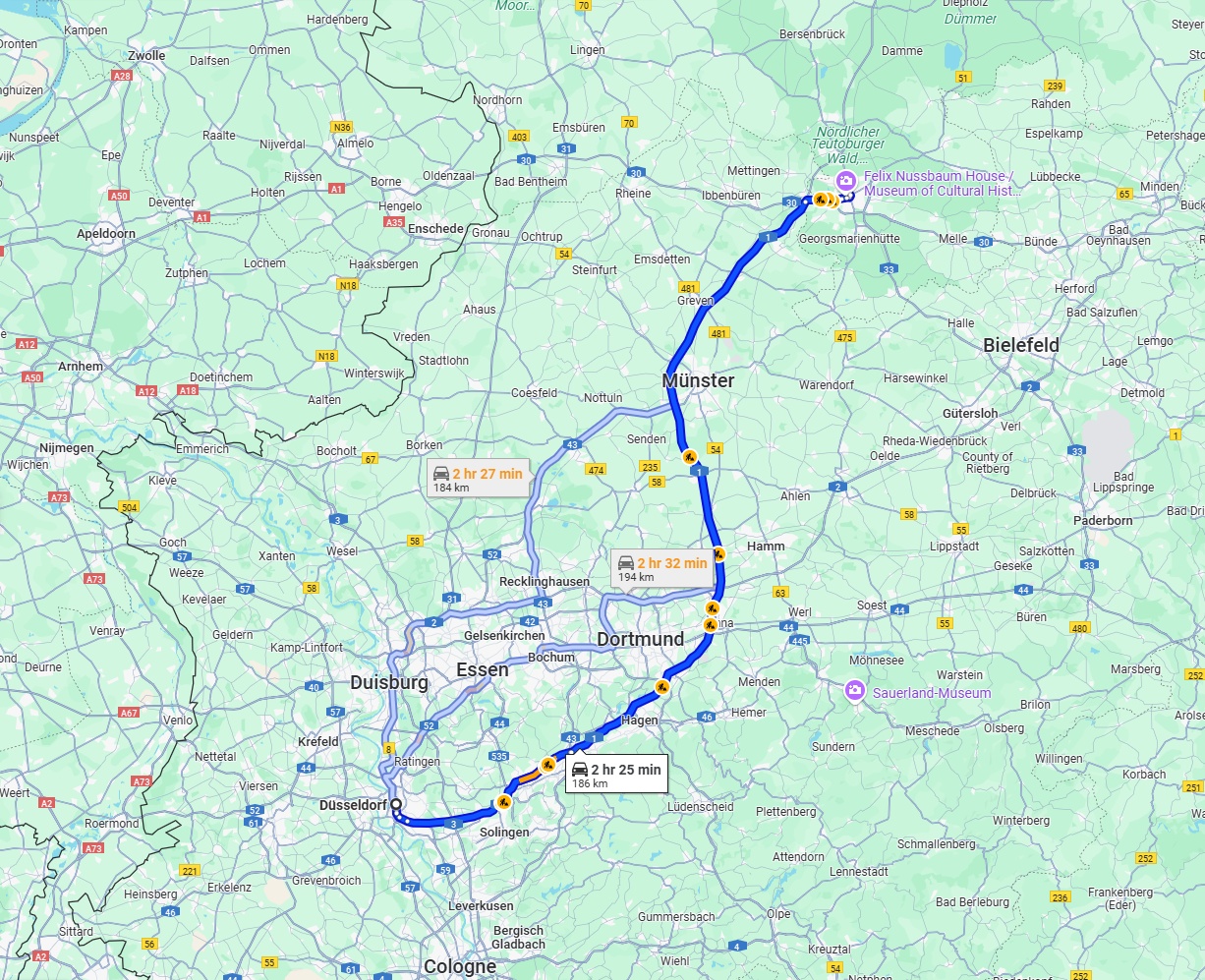 Anreise von Düsseldorf Zu Osnabrück Über via A1