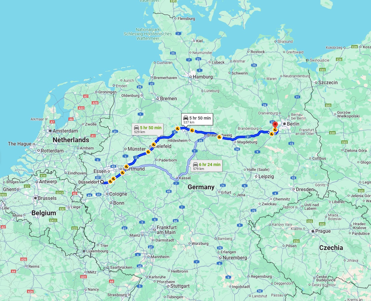 Anreise von Düsseldorf Zu Potsdam Über via A2