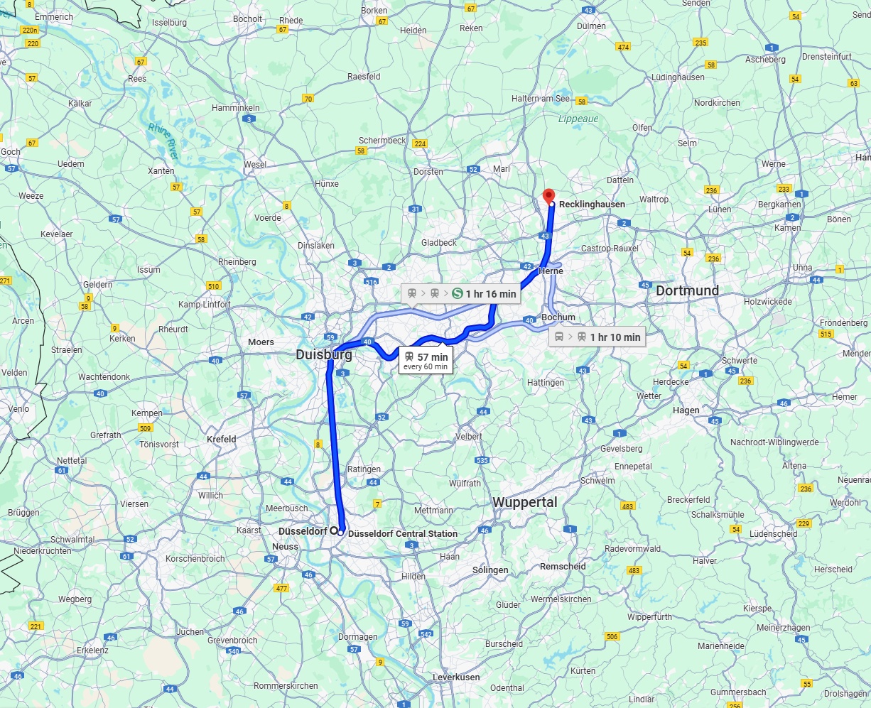 Anreise von Düsseldorf Zu Recklinghausen Über 