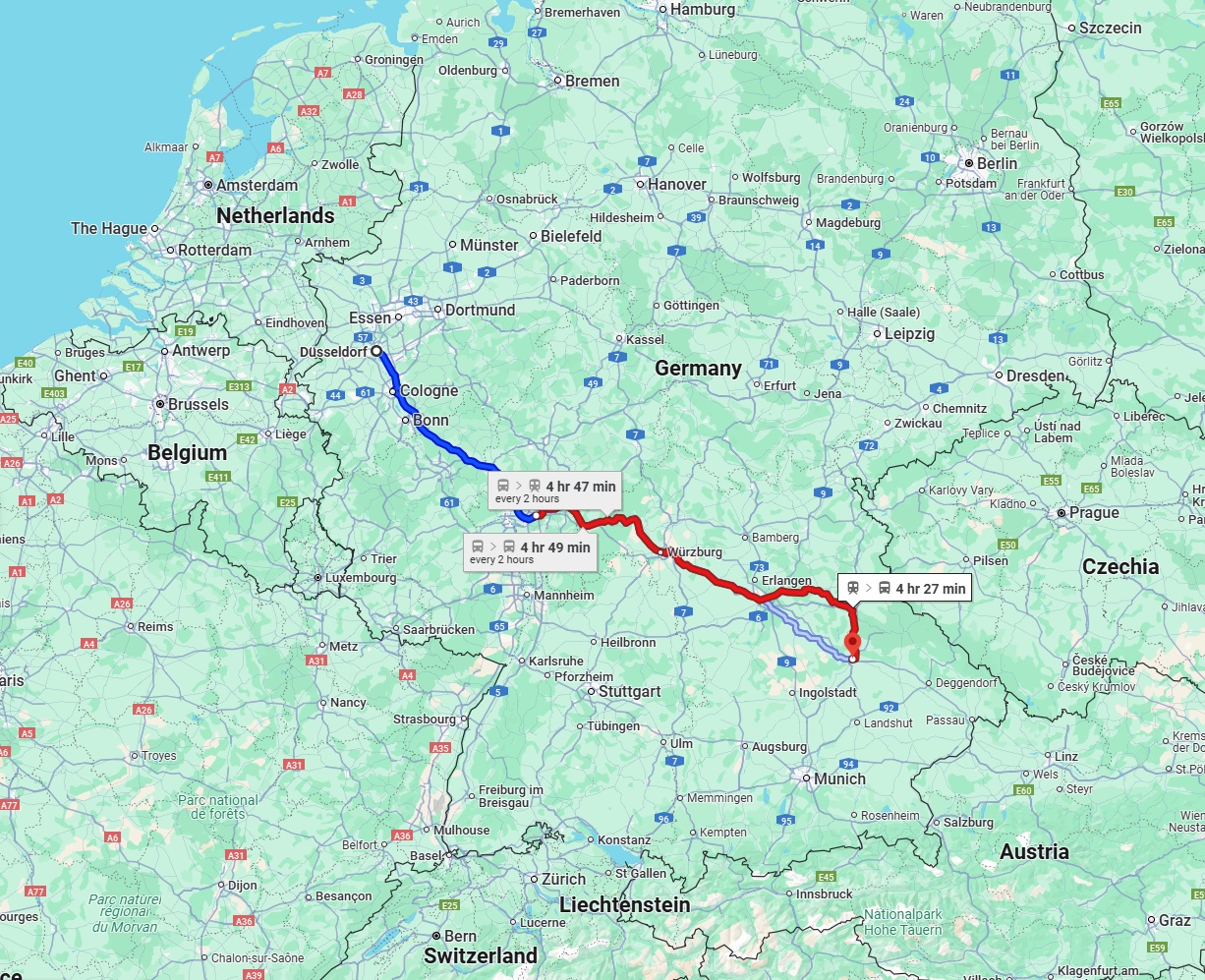 Anreise von Düsseldorf Zu Regensburg Über 