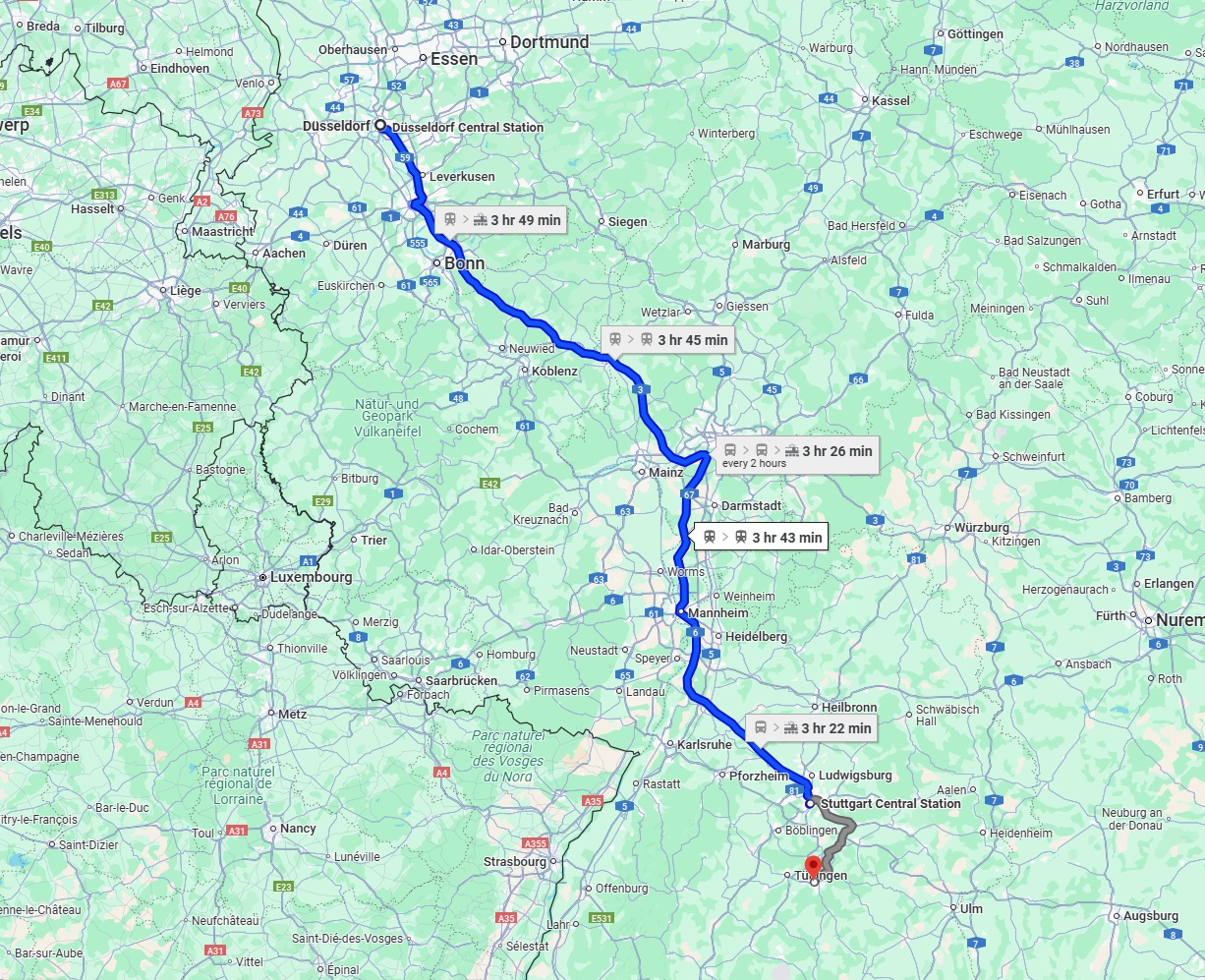 Anreise von Düsseldorf Zu Reutlingen Über 