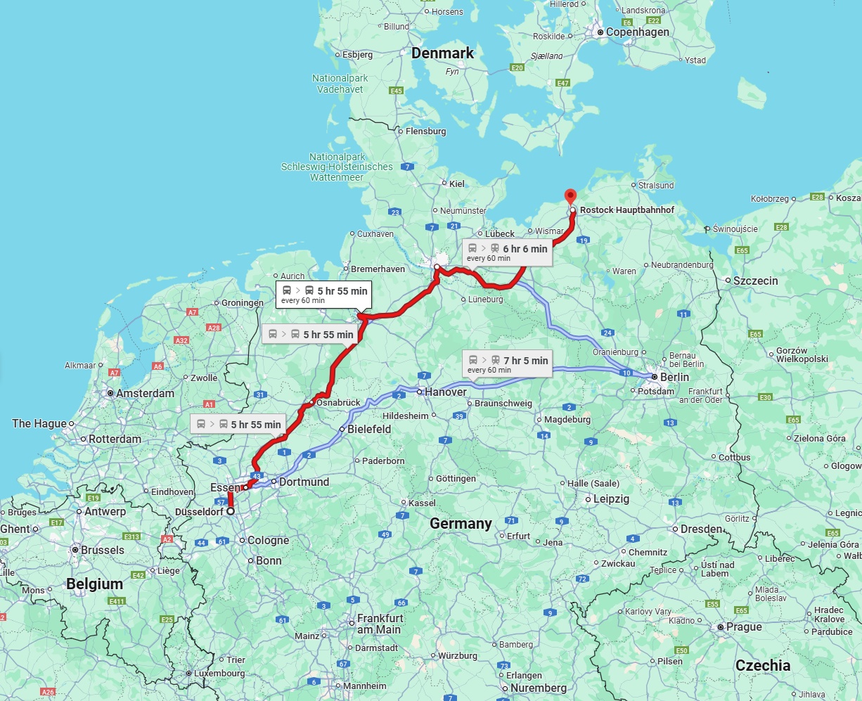 Anreise von Düsseldorf Zu Rostock Über 