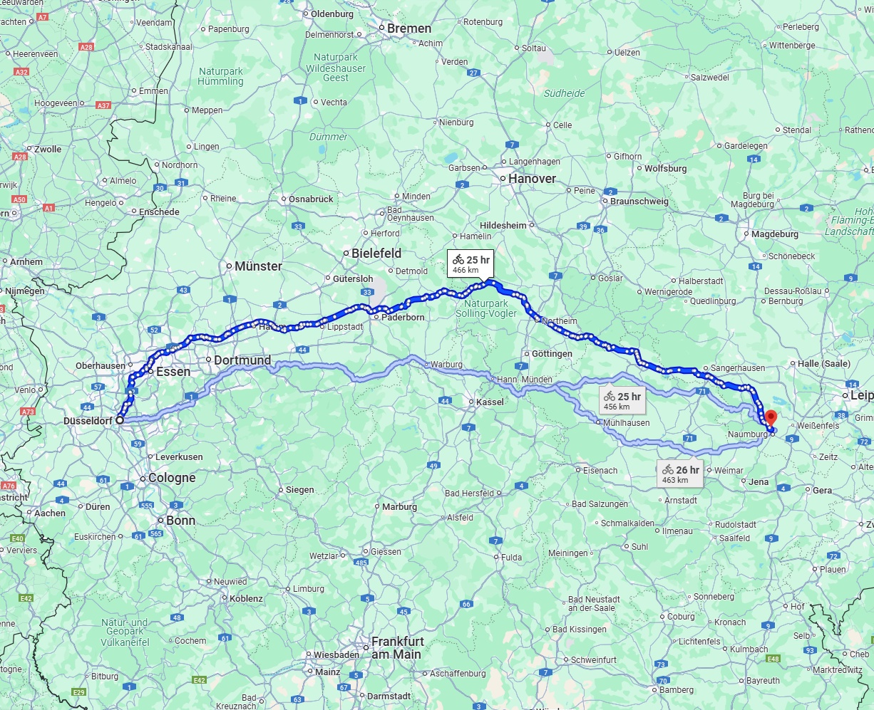 Anreise von Düsseldorf Zu Saale Über 